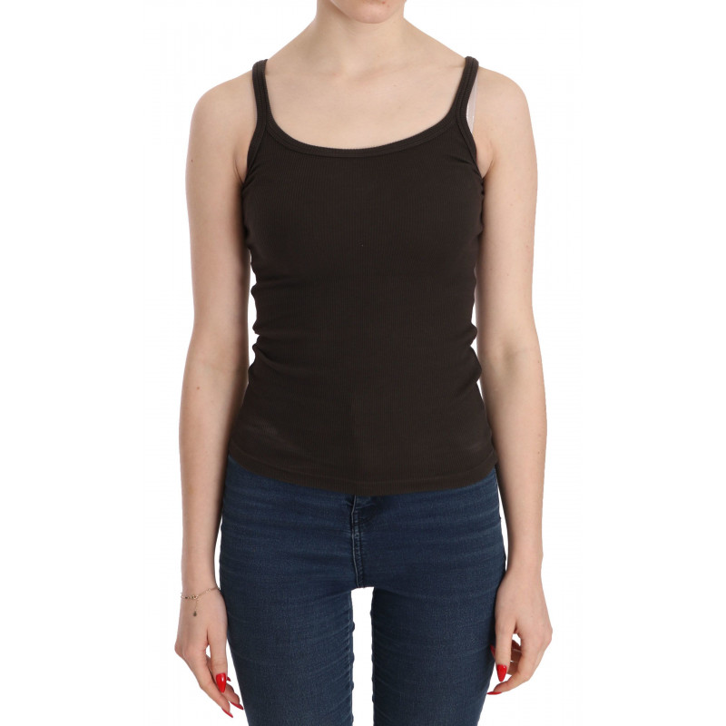 Camicetta senza maniche con spalline sottili marrone scuro - IT46-XL