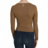 Camicetta aderente con maniche lunghe girocollo marrone - IT38-XS