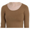 Camicetta aderente con maniche lunghe girocollo marrone - IT38-XS