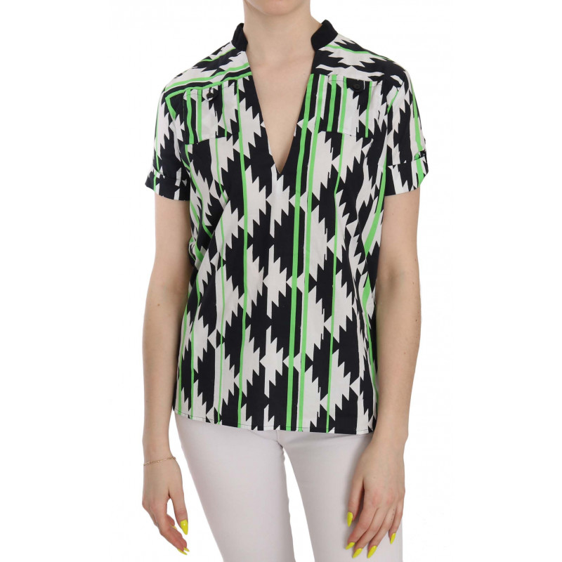 Camicetta con scollo alto multicolore - IT40-S