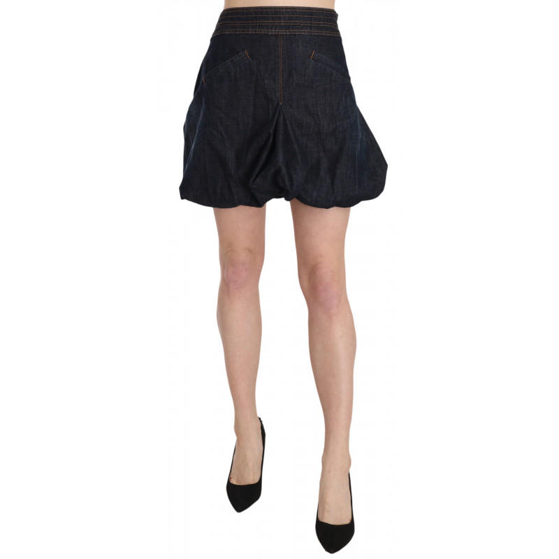 Mini jeans a trapezio in cotone elasticizzato blu jeans - IT42-M