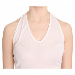 Camicetta canotta casual senza maniche cotone bianco scollo all'ame