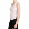 Camicetta canotta casual senza maniche cotone bianco scollo all'ame