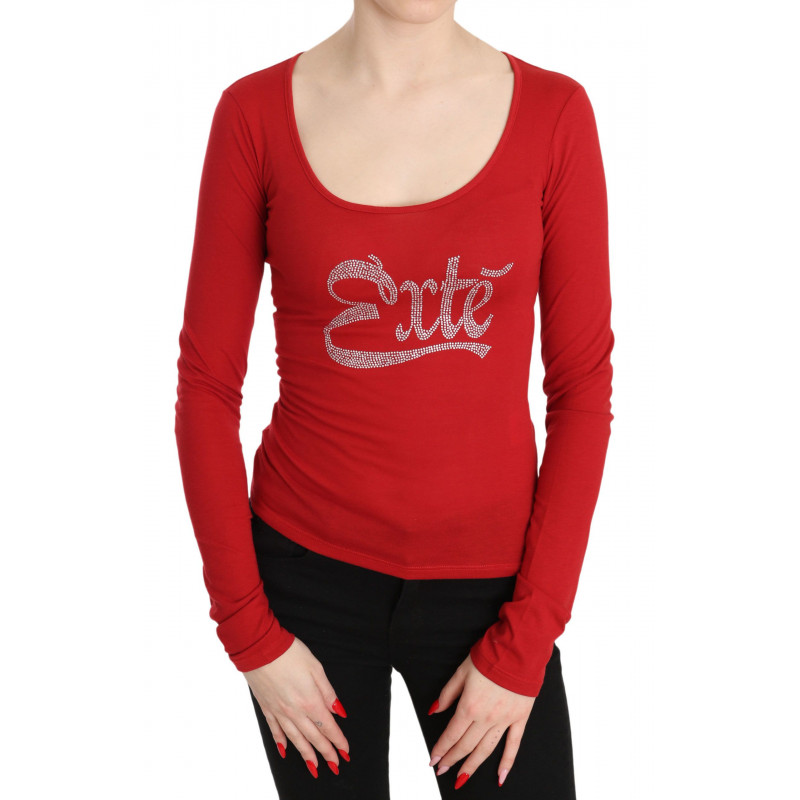 Camicetta maniche lunghe decorazioni cristalli rossi Exte - IT38-XS