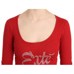 Camicetta maniche lunghe decorazioni cristalli rossi Exte - IT38-XS