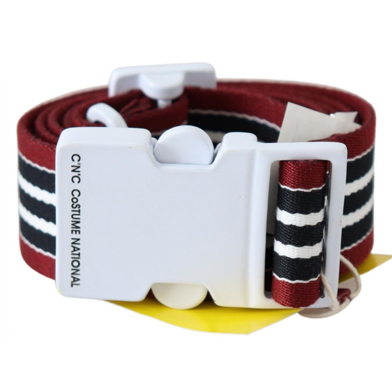 Cintura vita fibbia logo bianco strisce rosse nere - 110 CM / 44 IN