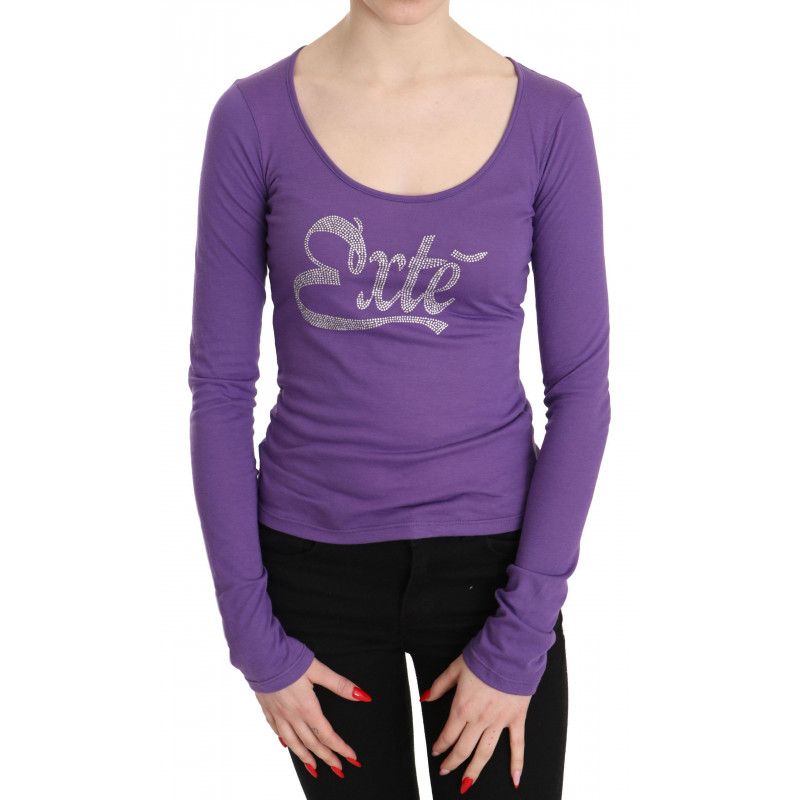 Camicetta maniche lunghe viola impreziosita da cristalli Exte - IT40-S