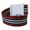 Cintura vita fibbia logo bianco strisce rosse nere - 110 CM / 44 IN