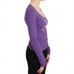 Camicetta maniche lunghe viola impreziosita da cristalli Exte - IT40-S