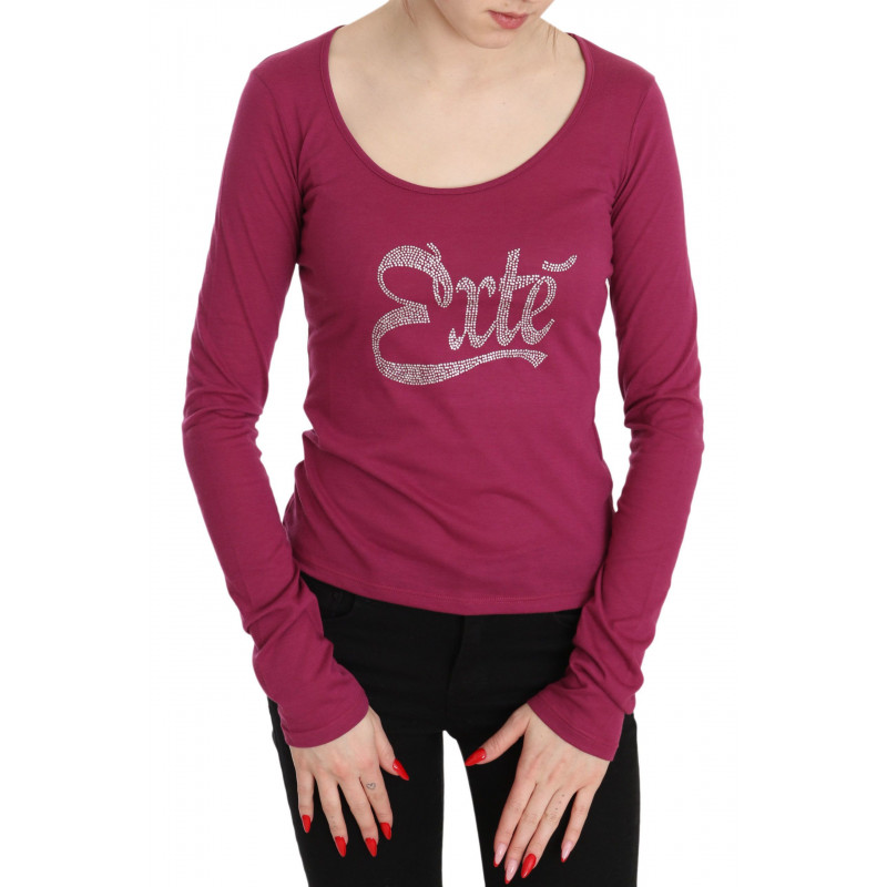 Top a maniche lunghe impreziosito da cristalli Exte rosa - IT40-S