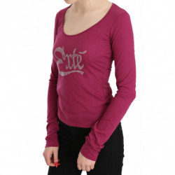 Top a maniche lunghe impreziosito da cristalli Exte rosa - IT44-L