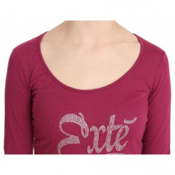 Top a maniche lunghe impreziosito da cristalli Exte rosa - IT44-L