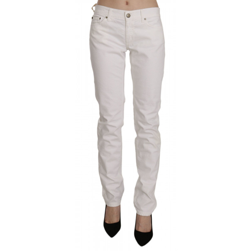 Jeans skinny casual in denim elasticizzato in cotone bianco - W31
