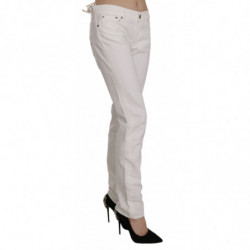 Jeans skinny casual in denim elasticizzato in cotone bianco - W31
