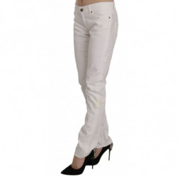Jeans skinny casual in denim elasticizzato in cotone bianco - W31