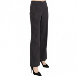 Pantaloni eleganti in cotone elasticizzato a righe nere - IT42-M