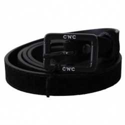 Cintura vita fibbia velluto pelle nera - 100 CM / 40 INCHES