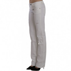 Pantaloni jeans dritti slim fit in cotone bianco - W25