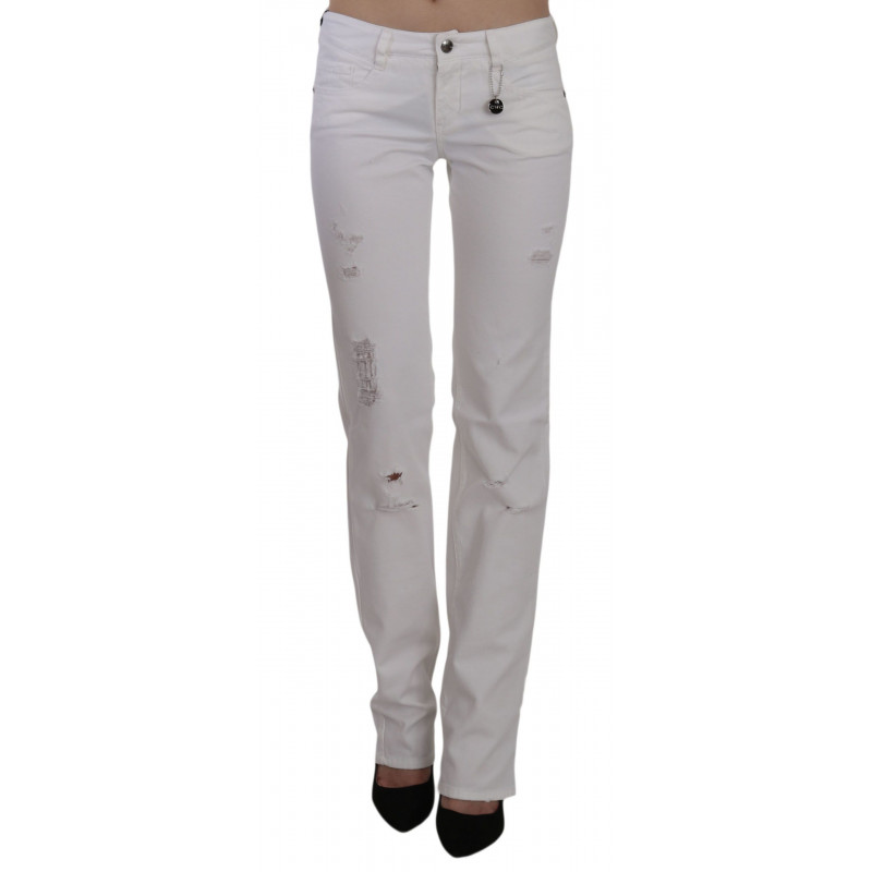 Pantaloni jeans dritti slim fit in cotone bianco - W32