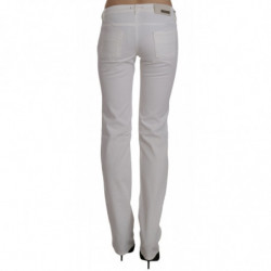 Pantaloni jeans dritti slim fit in cotone bianco - W26