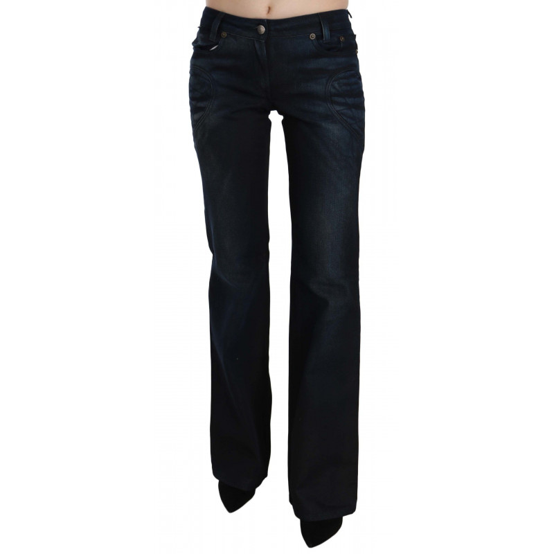Pantaloni di jeans dritti a vita media lavati blu - W26