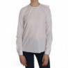 Camicetta bianca in cotone a maniche lunghe con girocollo - IT38-XS