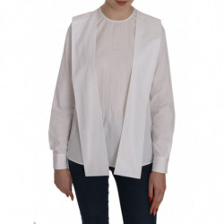 Camicetta bianca in cotone a maniche lunghe con girocollo - IT38-XS