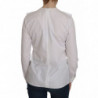 Camicetta bianca in cotone a maniche lunghe con girocollo - IT38-XS