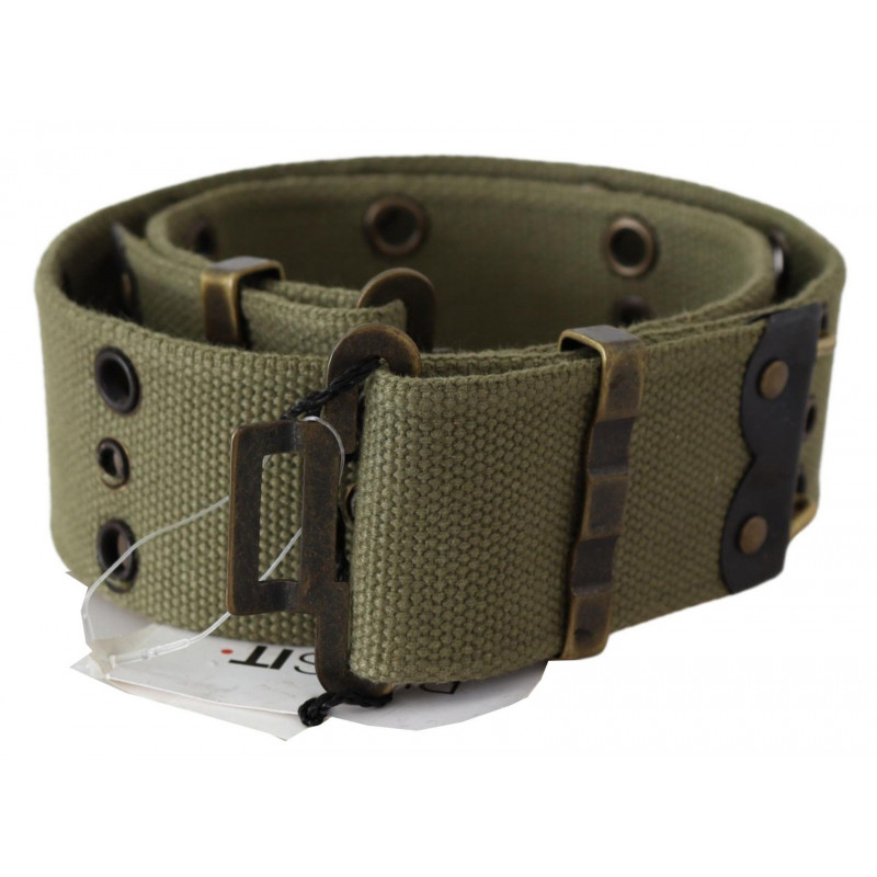 Cintura fibbia bronzo rustico verde 100% cotone - 85 CM / 34 INCHES