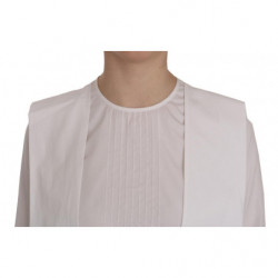 Camicetta bianca in cotone a maniche lunghe con girocollo - IT38-XS