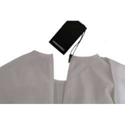 Camicetta bianca in cotone a maniche lunghe con girocollo - IT38-XS