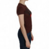 Camicetta maniche corte T-shirt girocollo stampa cuore marrone - IT