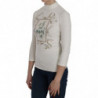 Camicetta cotone maniche 3/4 collo alto stampato bianco - IT38-XS