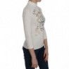 Camicetta cotone maniche 3/4 collo alto stampato bianco - IT42-M