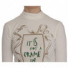 Camicetta cotone maniche 3/4 collo alto stampato bianco - IT42-M