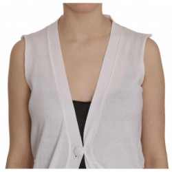 Gilet cardigan senza maniche in cotone bianco 100%. - IT40-S