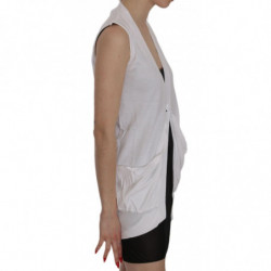 Gilet cardigan senza maniche in cotone bianco 100%. - IT40-S