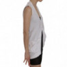 Gilet cardigan senza maniche in cotone bianco 100%. - IT40-S