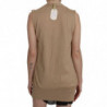 Gilet cardigan senza maniche in cotone marrone 100%. - IT42-M