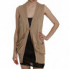 Gilet cardigan senza maniche in cotone marrone 100%. - IT44-L