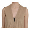 Gilet cardigan senza maniche in cotone marrone 100%. - IT44-L