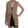 Gilet cardigan senza maniche in cotone marrone 100%. - IT42-M