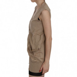 Gilet cardigan senza maniche in cotone marrone 100%. - IT42-M