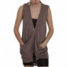 Gilet cardigan senza maniche in cotone marrone 100%. - IT40-S