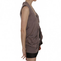 Gilet cardigan senza maniche in cotone marrone 100%. - IT40-S