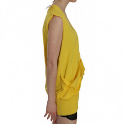 Gilet cardigan senza maniche in cotone giallo 100%. - IT44-L