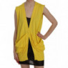 Gilet cardigan senza maniche in cotone giallo 100%. - IT42-M