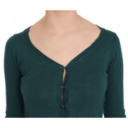 Camicetta con cardigan in cotone con maniche a 3/4 blu verde - IT38-XS