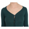 Camicetta con cardigan in cotone con maniche a 3/4 blu verde - IT38-XS