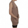 Gilet cardigan senza maniche in cotone marrone 100%. - IT42-M